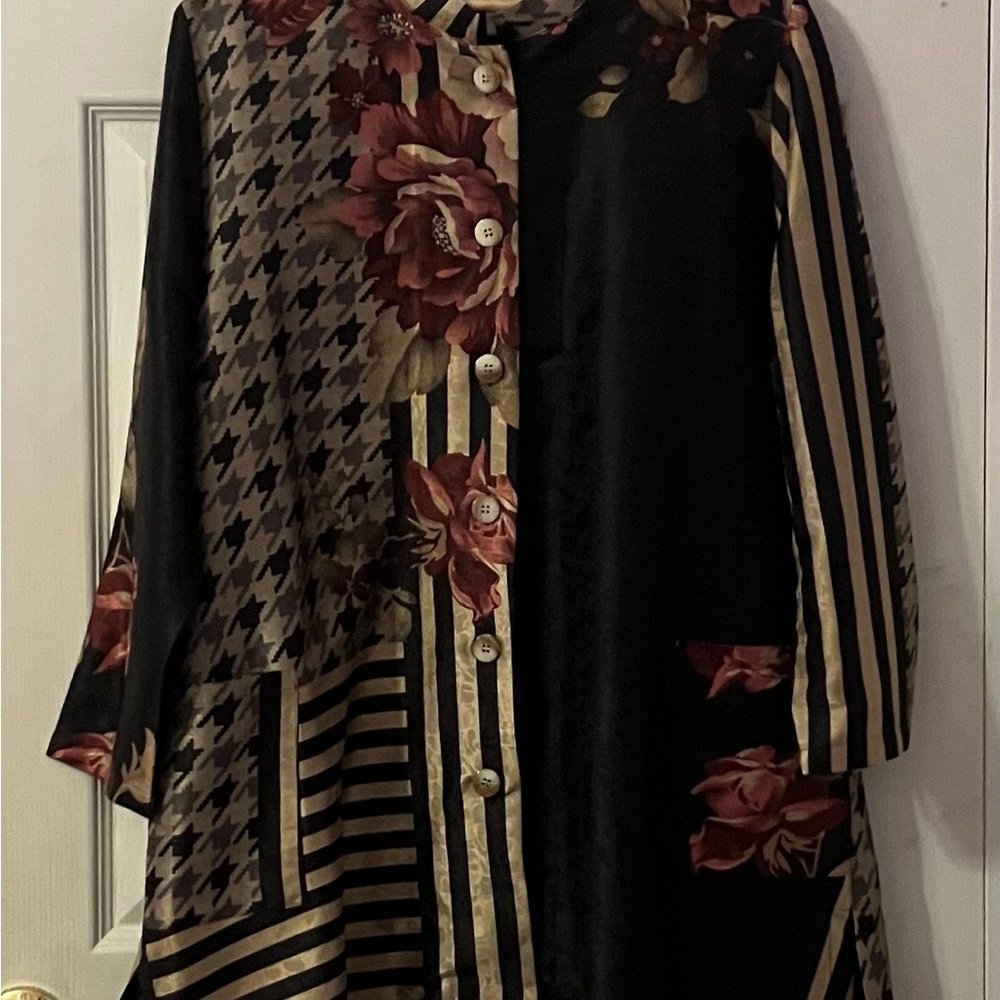 Floral Patchwork Button-Up Coat